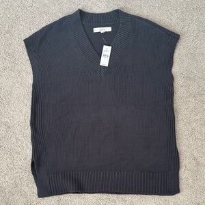 LOFT Women's Dark Gray V-Neck Sweater Vest